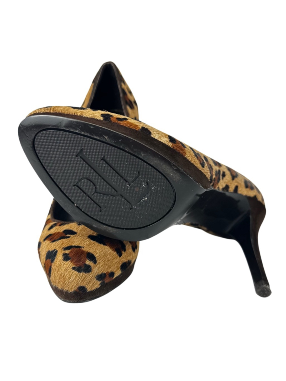 Lauren Ralph Lauren Leopard Print Calf Hair Pumps Heels 6.5 B Platform Stiletto - Picture 4 of 7